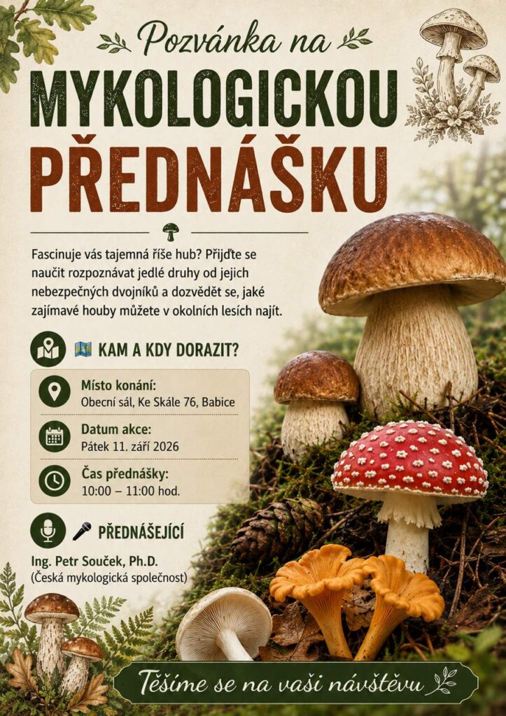 pozvánka na mykologickou přednášku